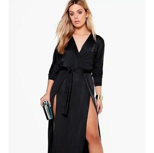 Plus Size Verity Slinky Plunge Split Maxi Dress